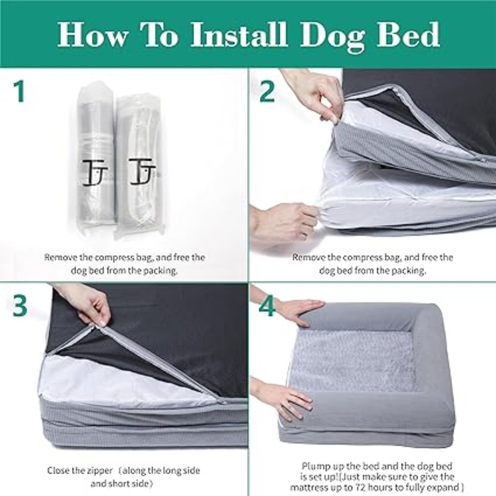 Orthopedic Dog Beds for Large Dogs,Waterproof Lined Egg Crate Foam Pet - Picture 5 of 5